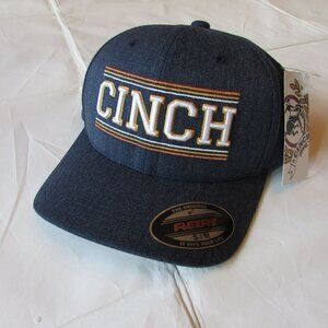 Cinch Men's S/M 6 Panel Flex-Fit Denim Baseball Cap Hat